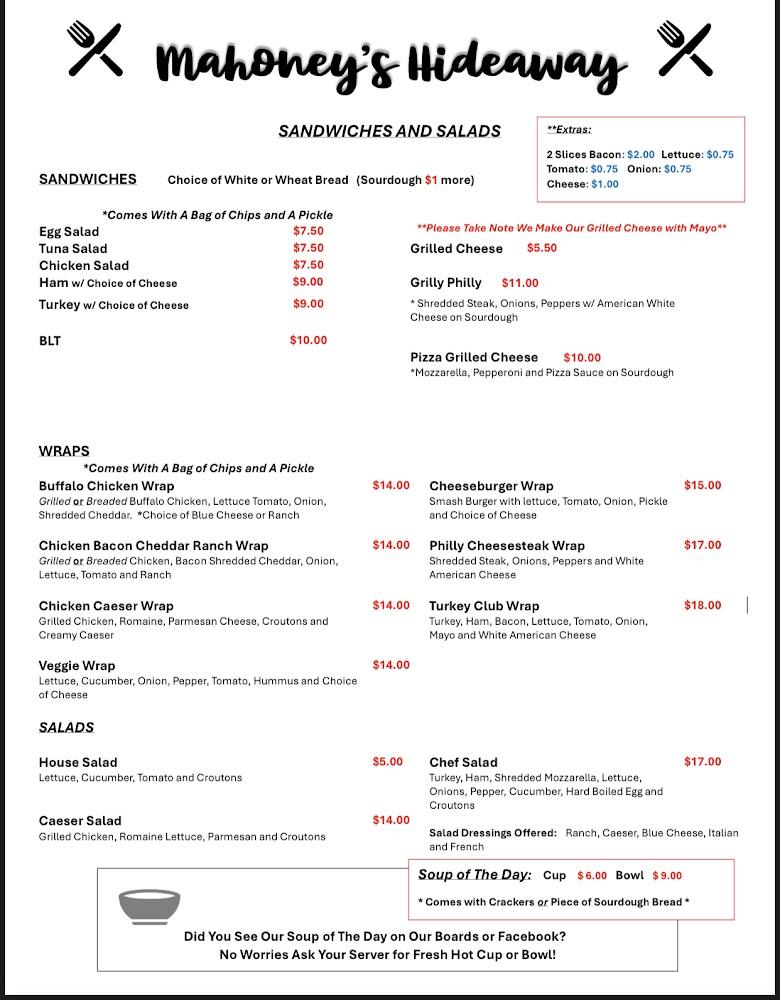 Mahoney's Hideaway Menu image 1