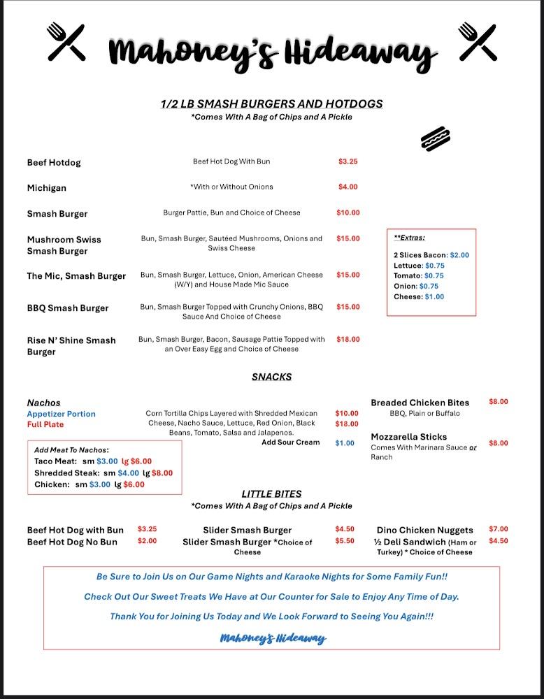 Mahoney's Hideaway Menu image 3
