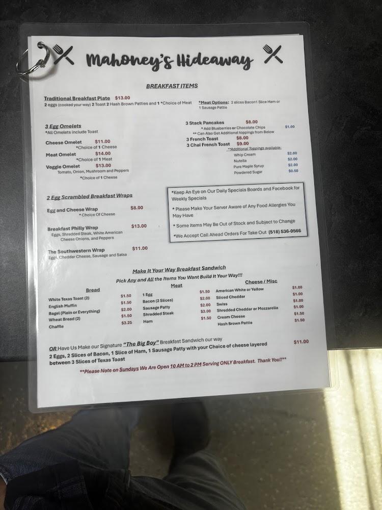 Mahoney's Hideaway Menu image 4
